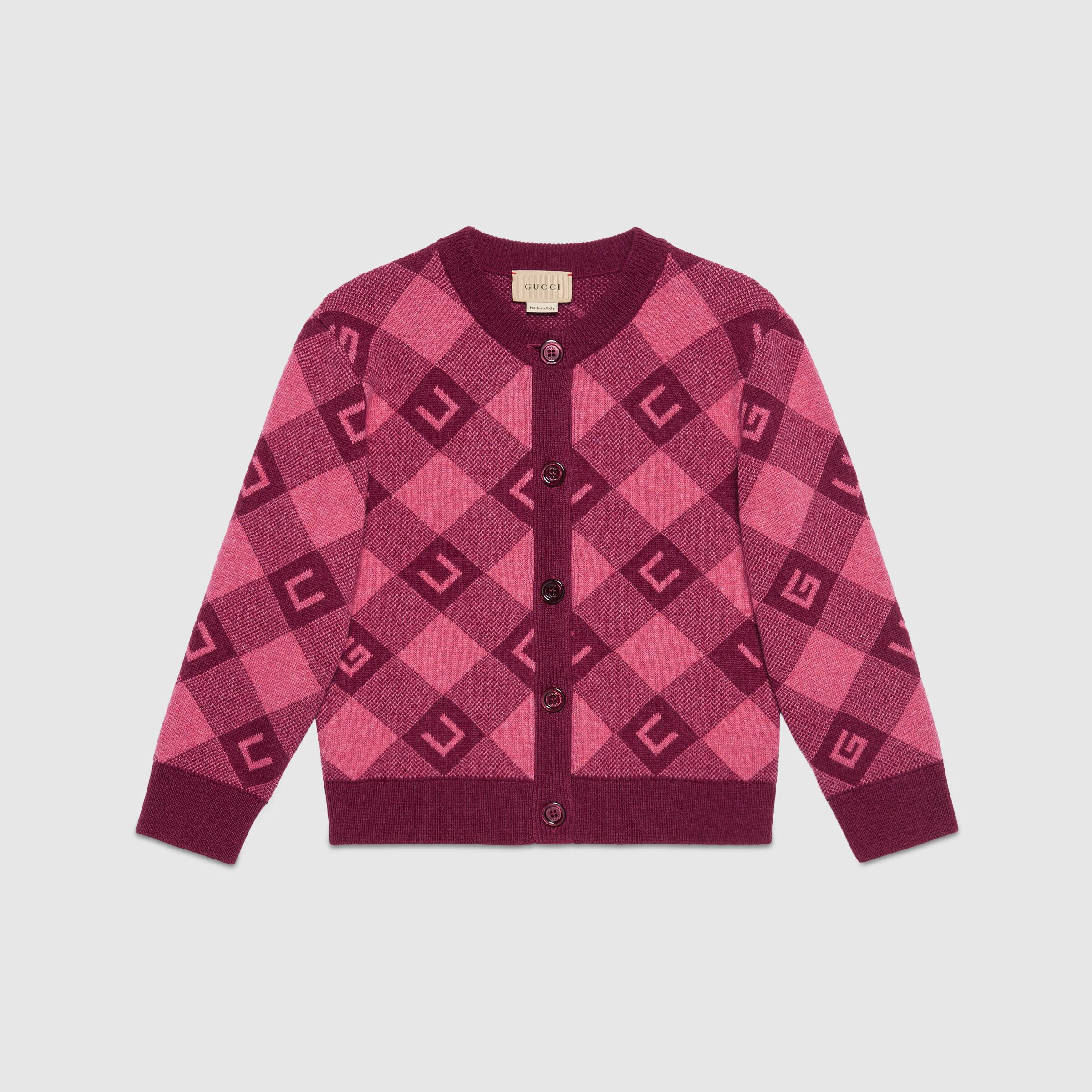 Girls Pink Logo Wool Cardigan