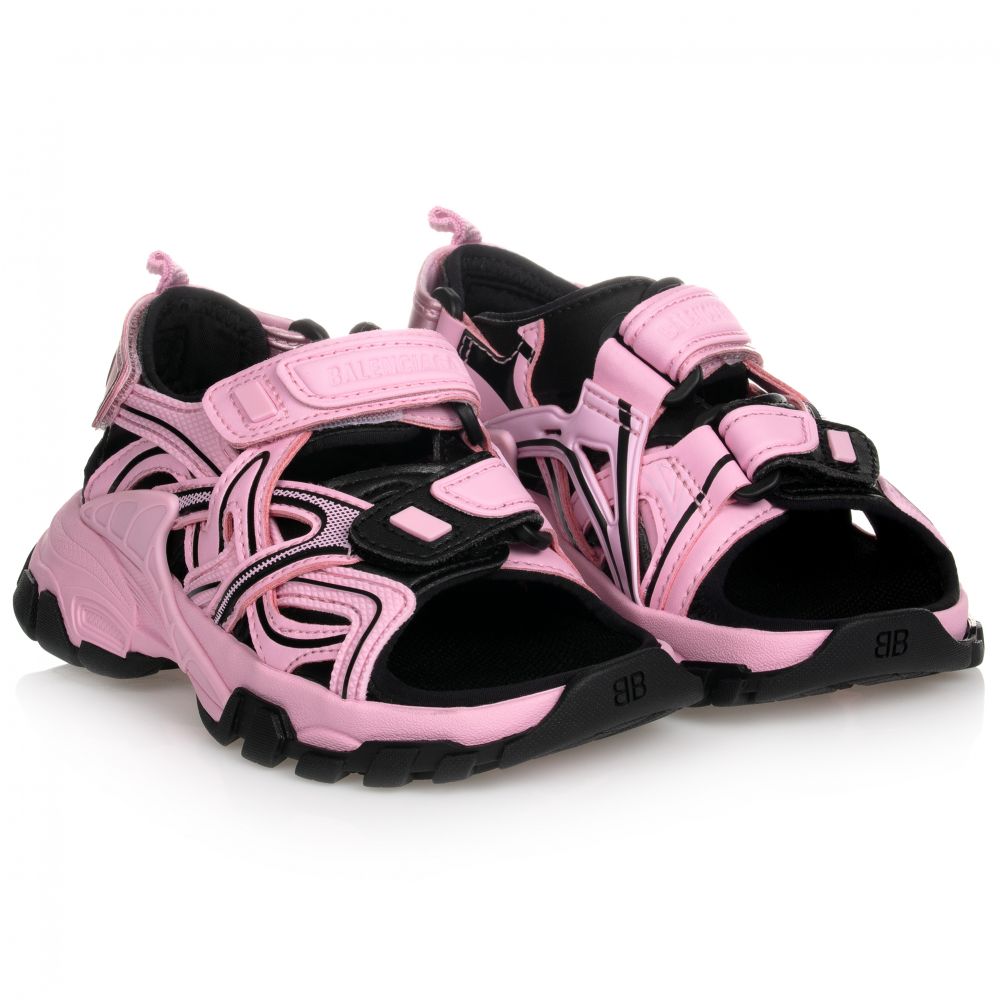 Girls Pink & Black Sandals