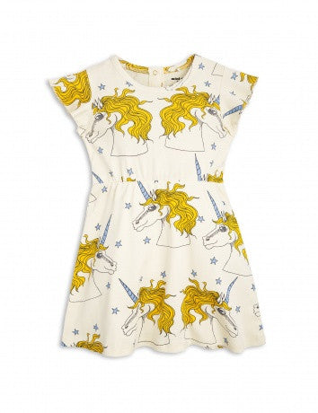 Girls Ivory Unicorn Printed Dress