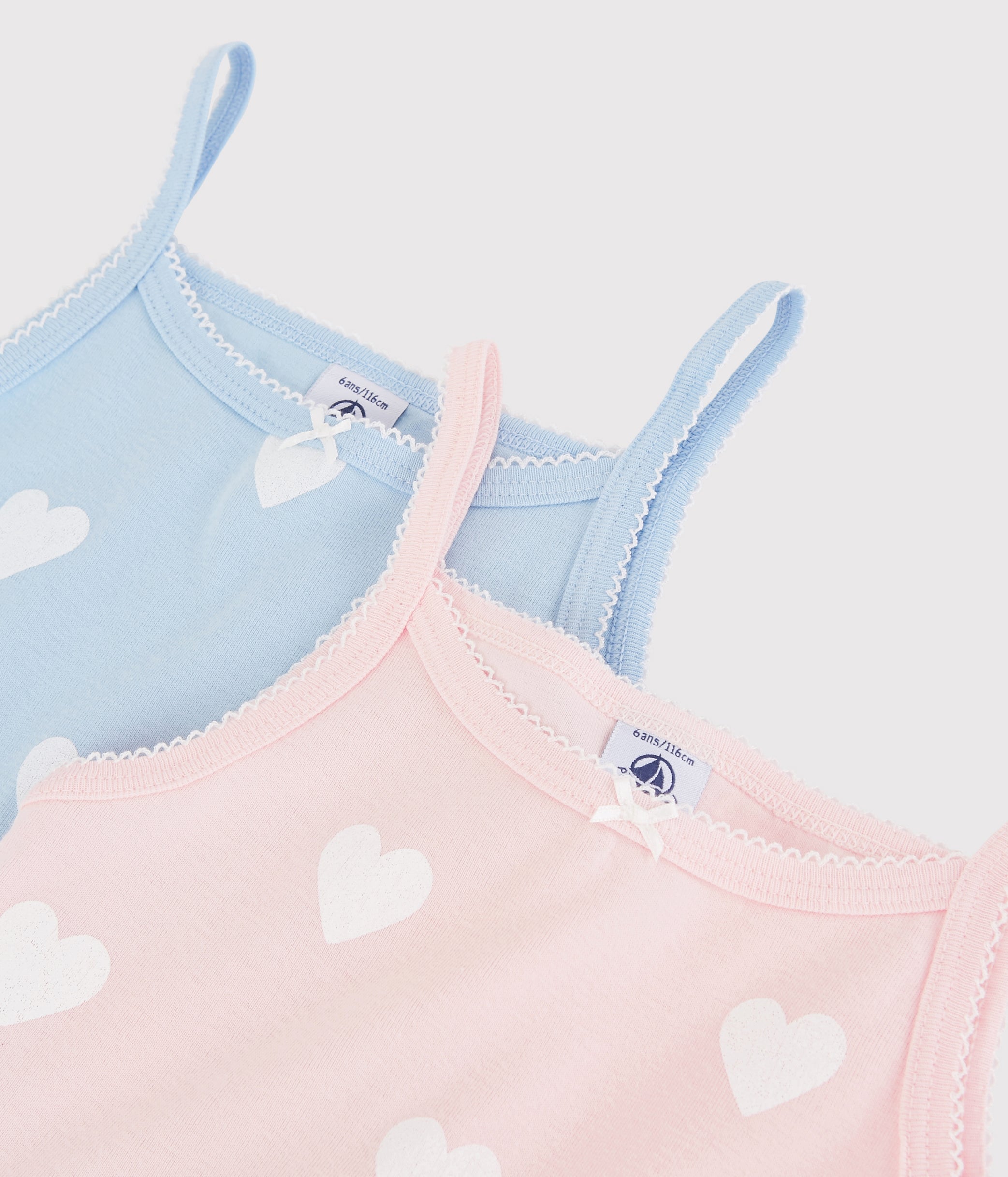 Girls Pink & Blue Heart Cotton Vest