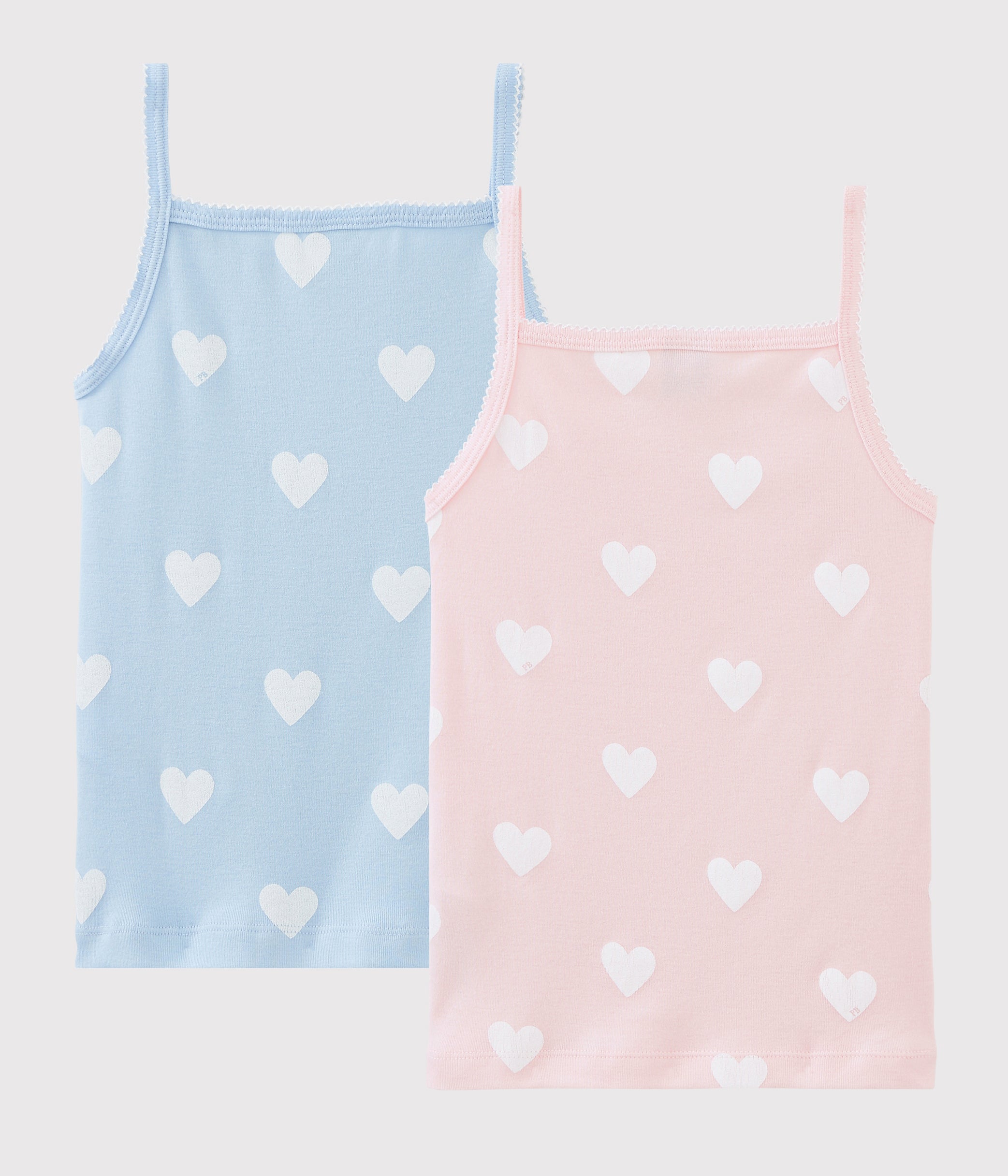 Girls Pink & Blue Heart Cotton Vest