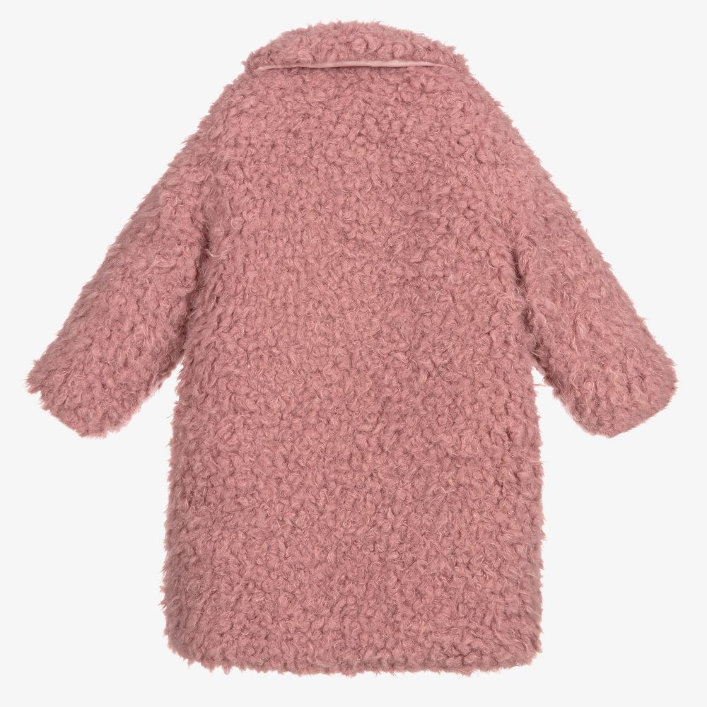 Girls Pink Faux Fur Coat