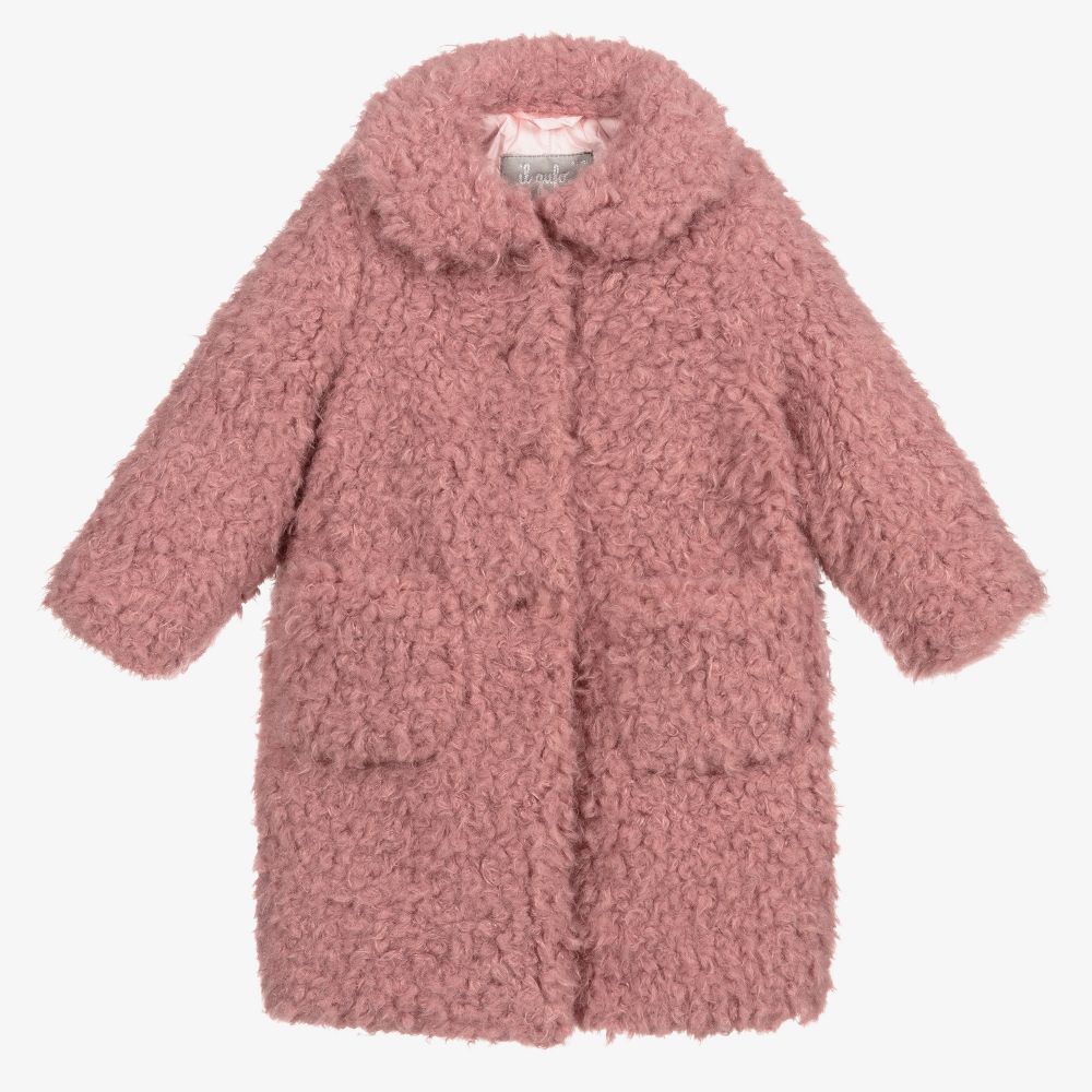 Girls Pink Faux Fur Coat