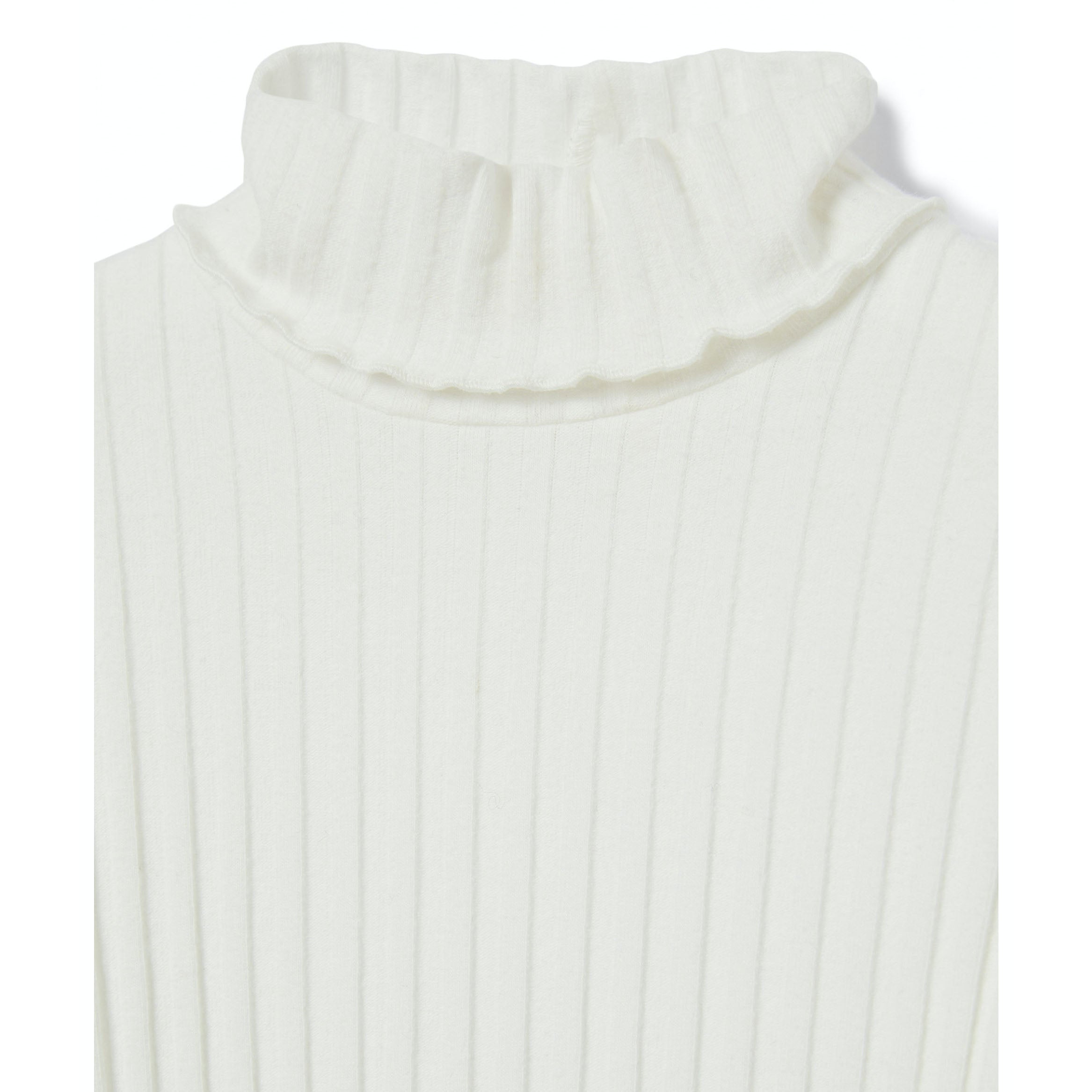 Girls White Cotton Turtleneck