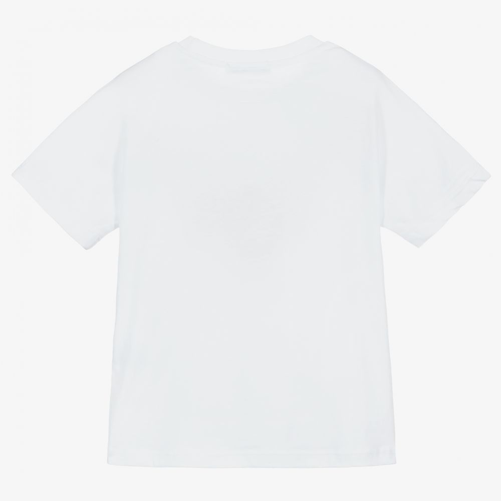 Girls White Logo Cotton T-Shirt
