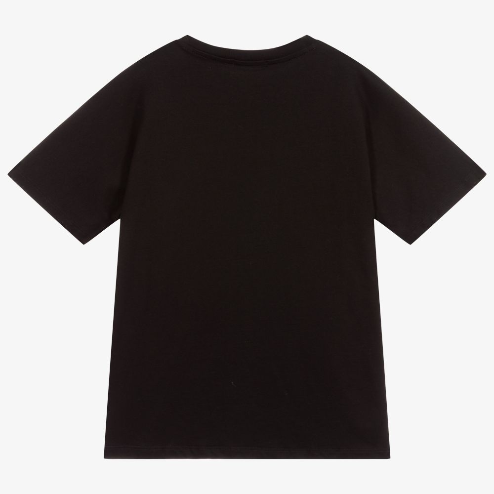 Girls Black Logo Cotton T-Shirt