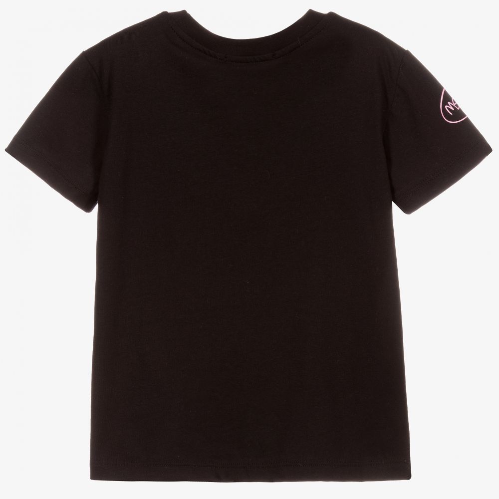 Girls Black Logo Cotton T-Shirt