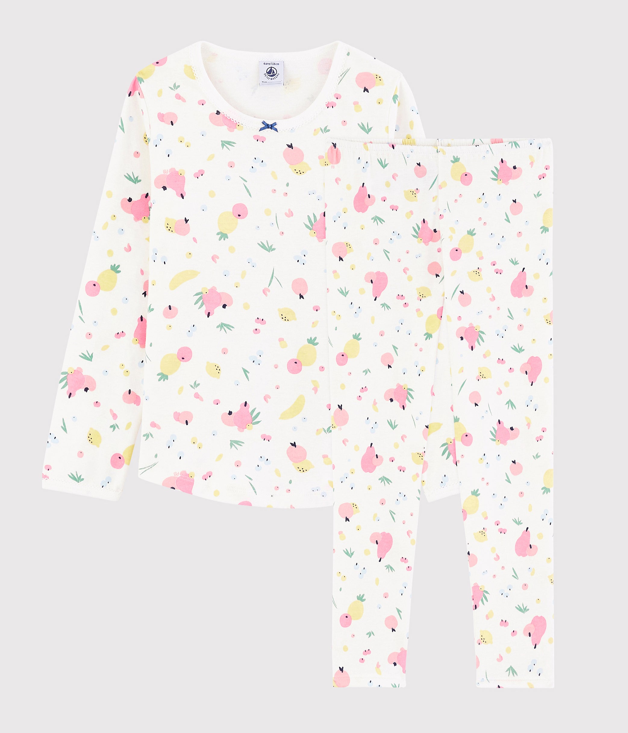 Girls White Flower Cotton Nightwear Set