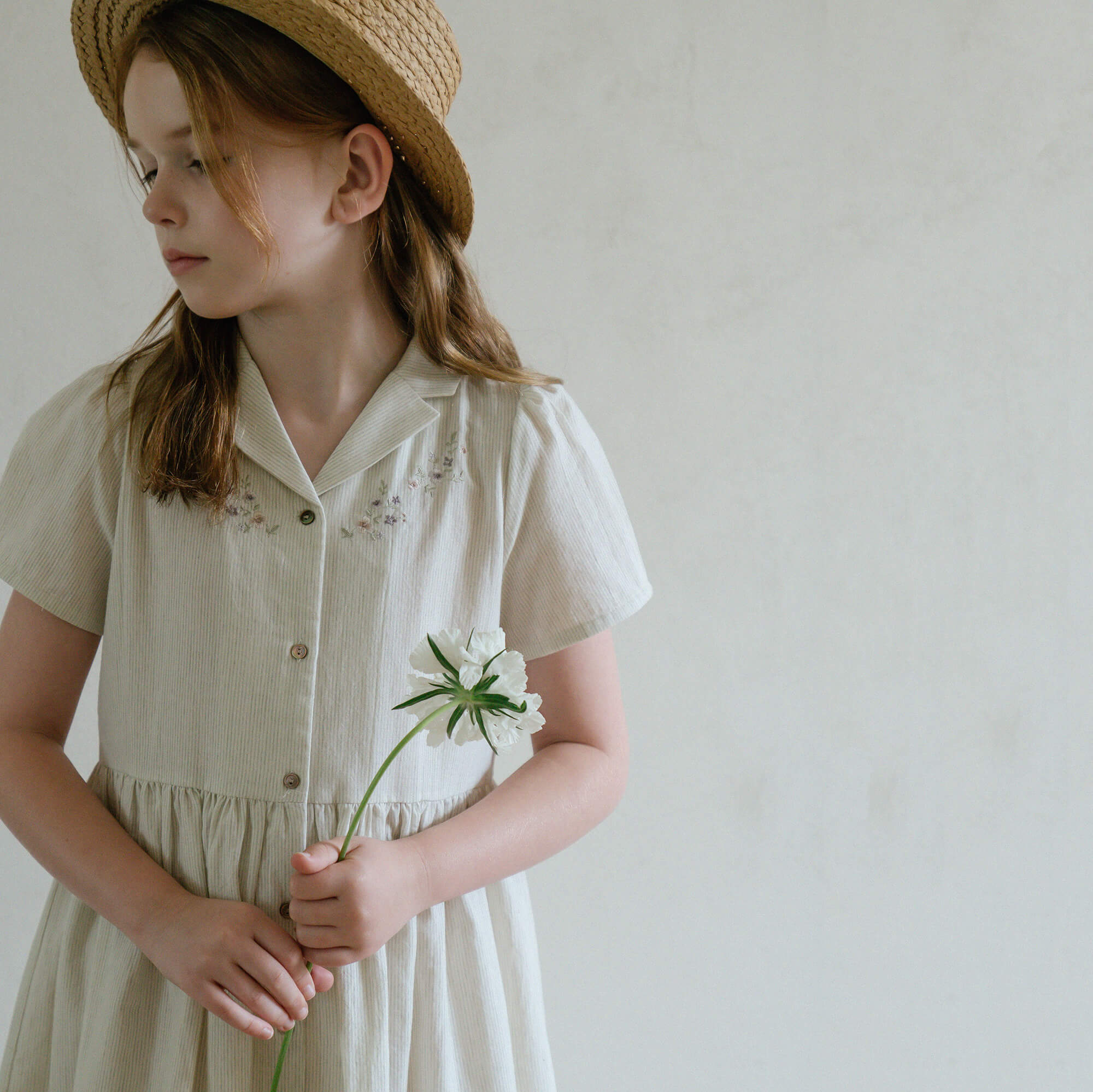 Girls Mint Embroidered Cotton Dress