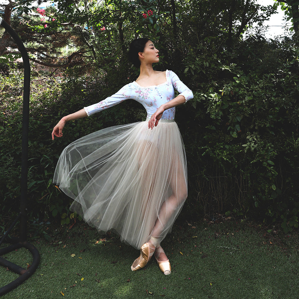 Girls Blue Floral Ballet Onesies