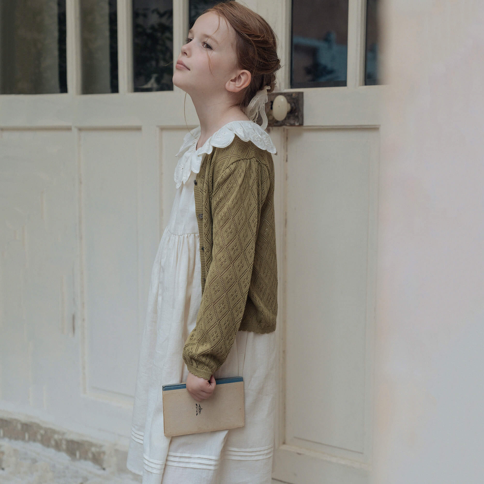 Girls White Embroidered Cotton Dress