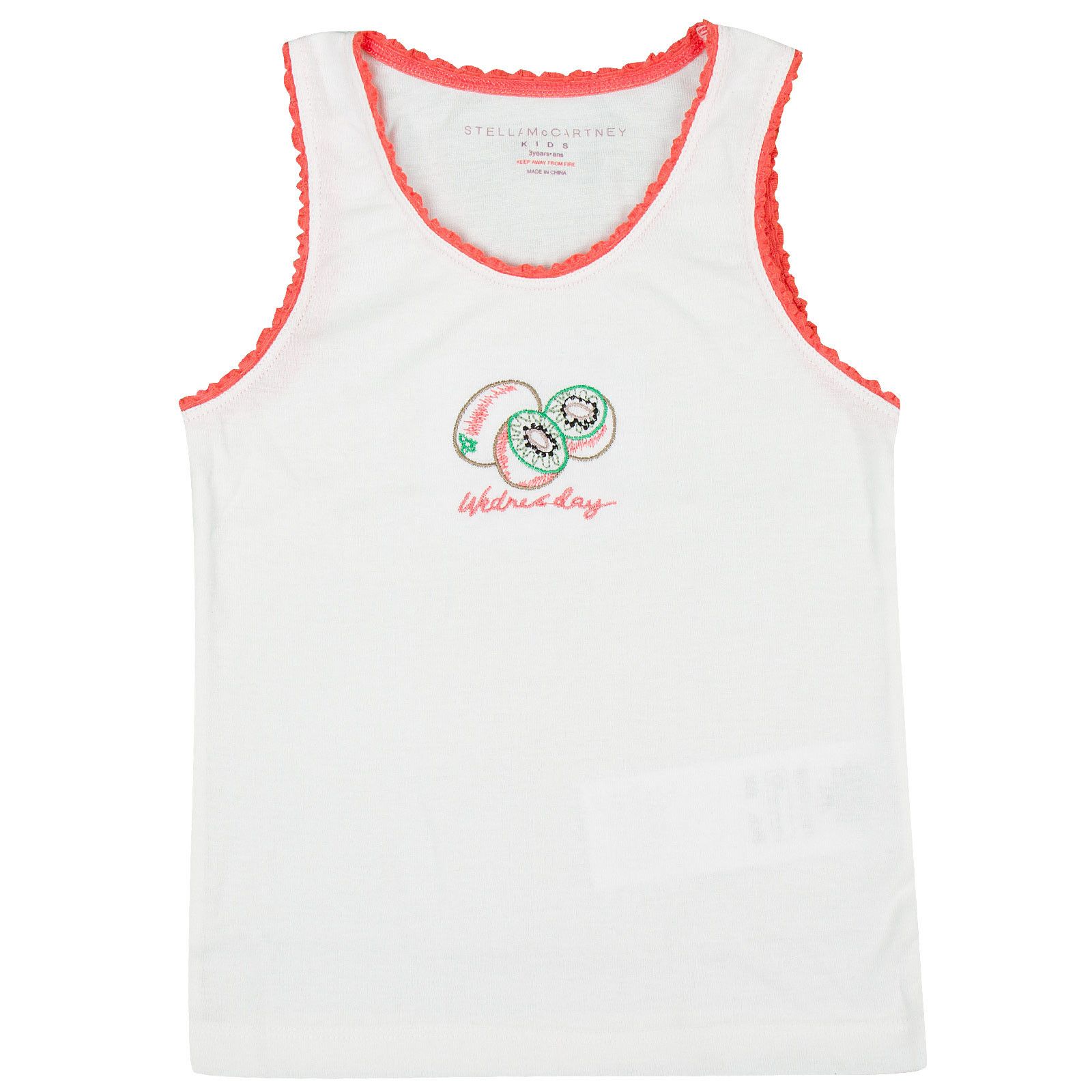 Clementina Girls 7 Pack White Organic Cotton Vests Gift Set With Fruit Print - CÉMAROSE | Children's Fashion Store - 5