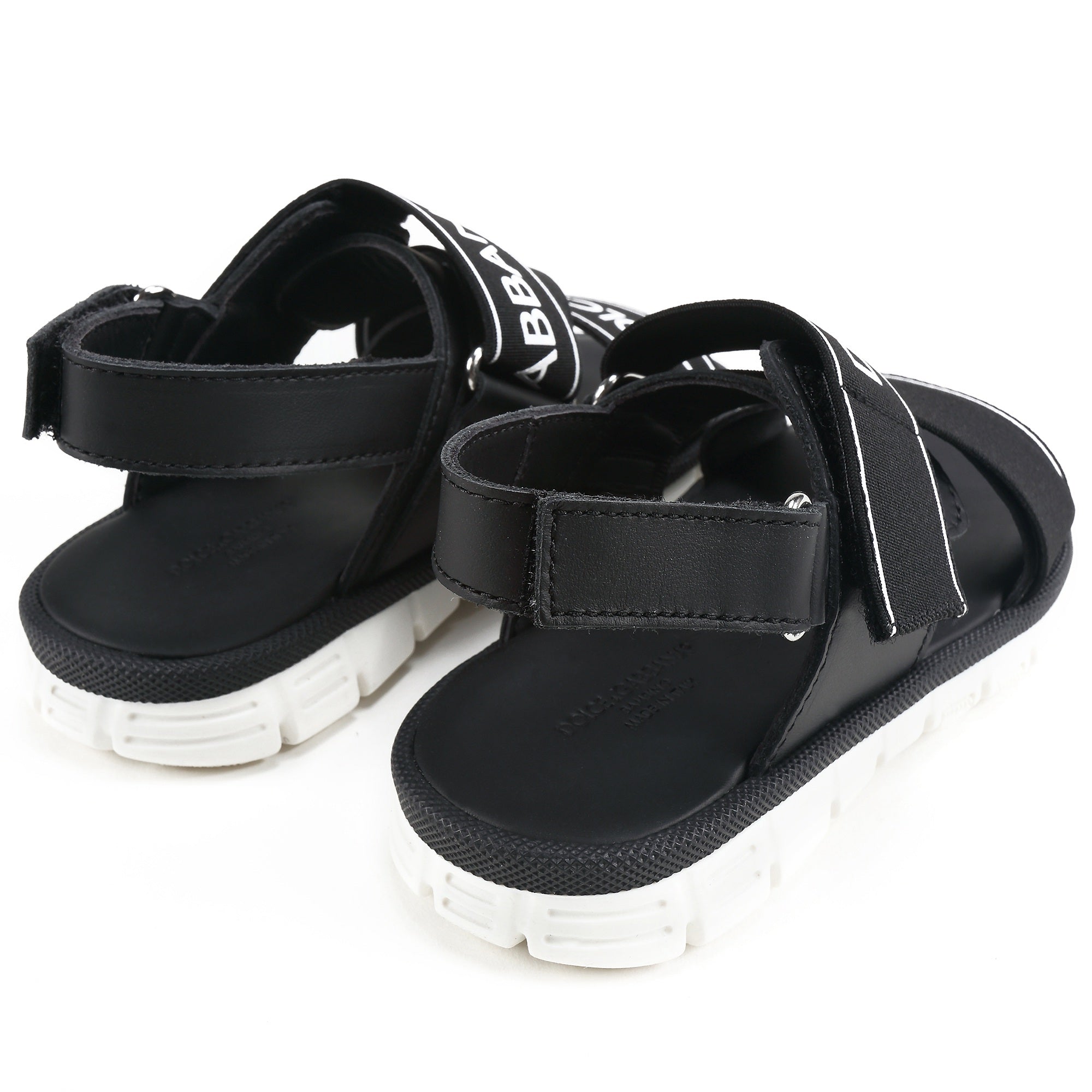 Girls & Boys Black Logo Sandals