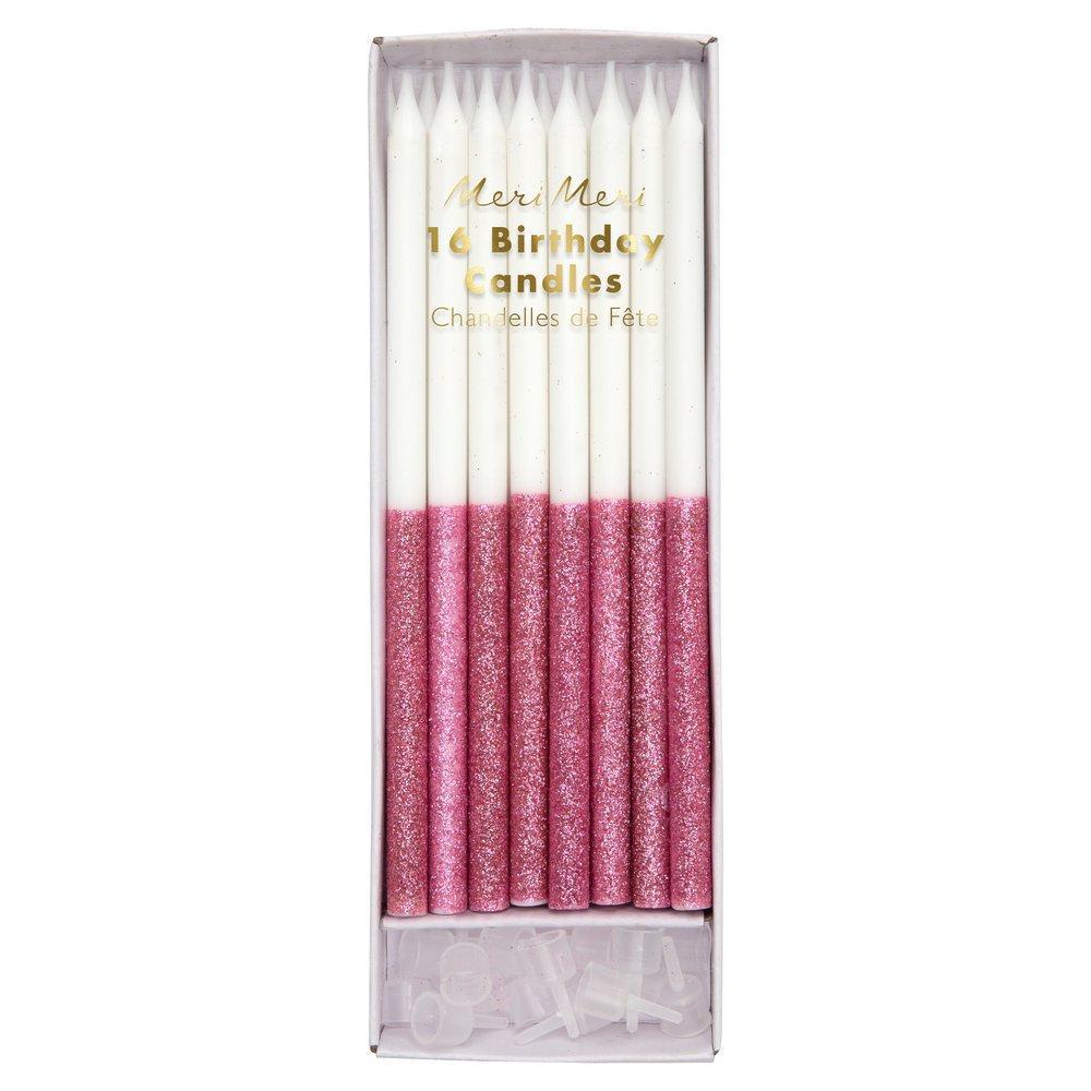 Dark Pink Glitter Dipped Candels