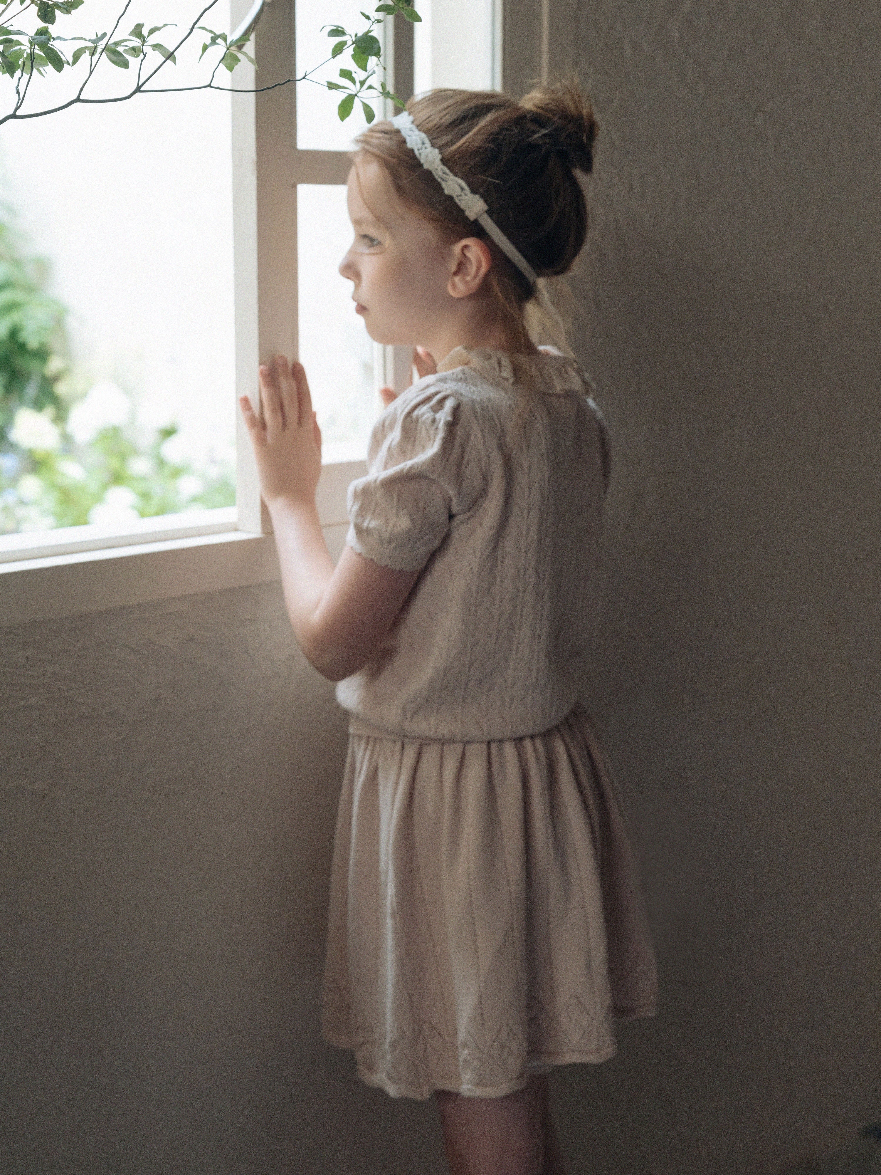Girls Beige Pink Sweater