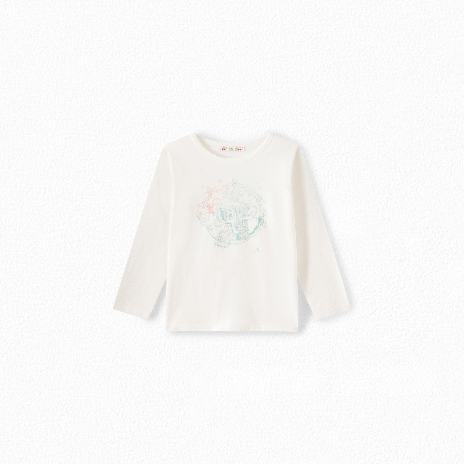 Girls White Printed Cotton T-Shirt