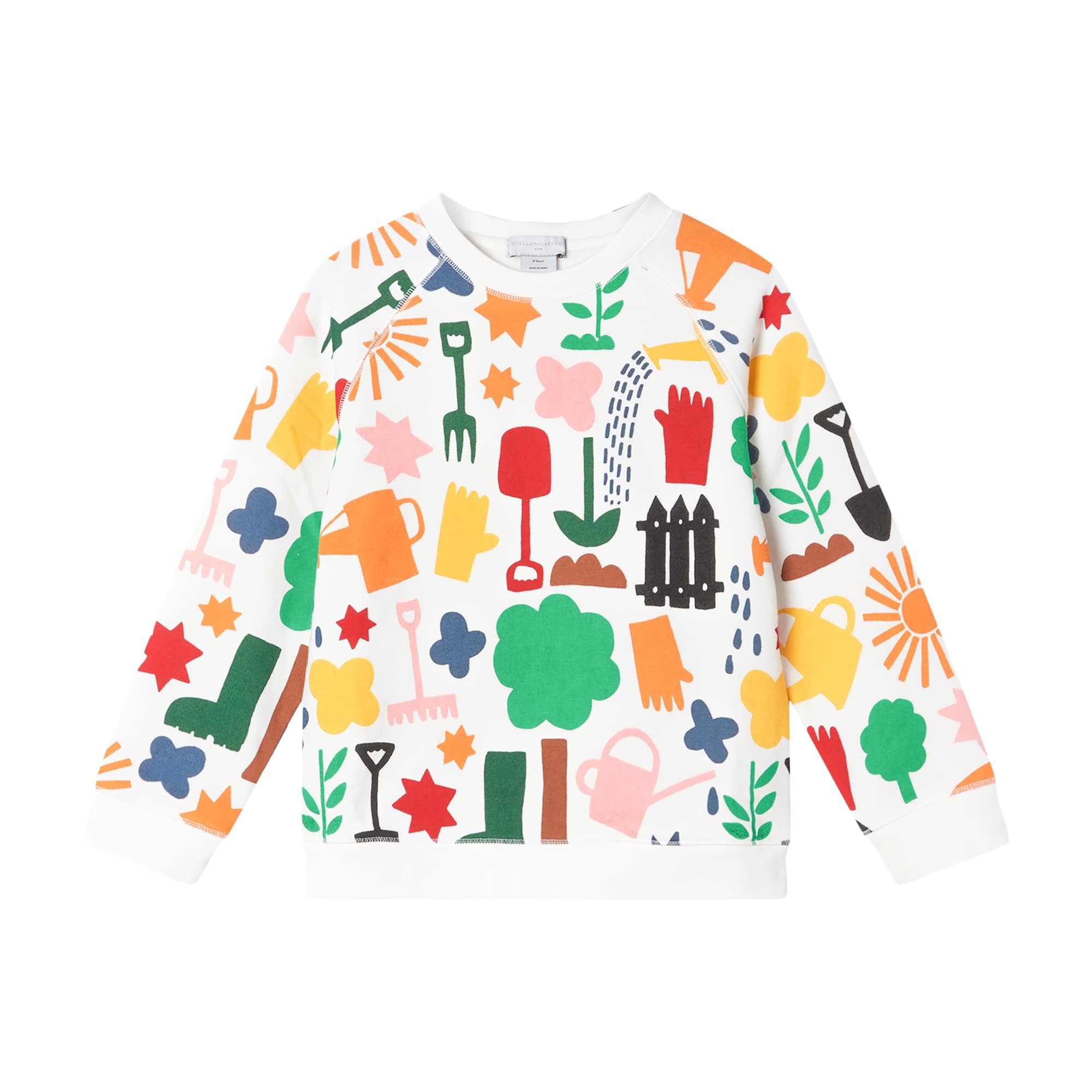 Girls White Printing Cotton Sweatshirt