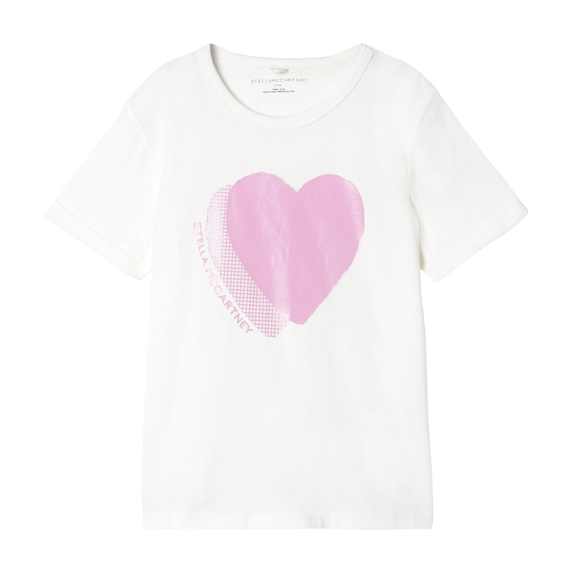 Girls White Heart Cotton T-Shirt