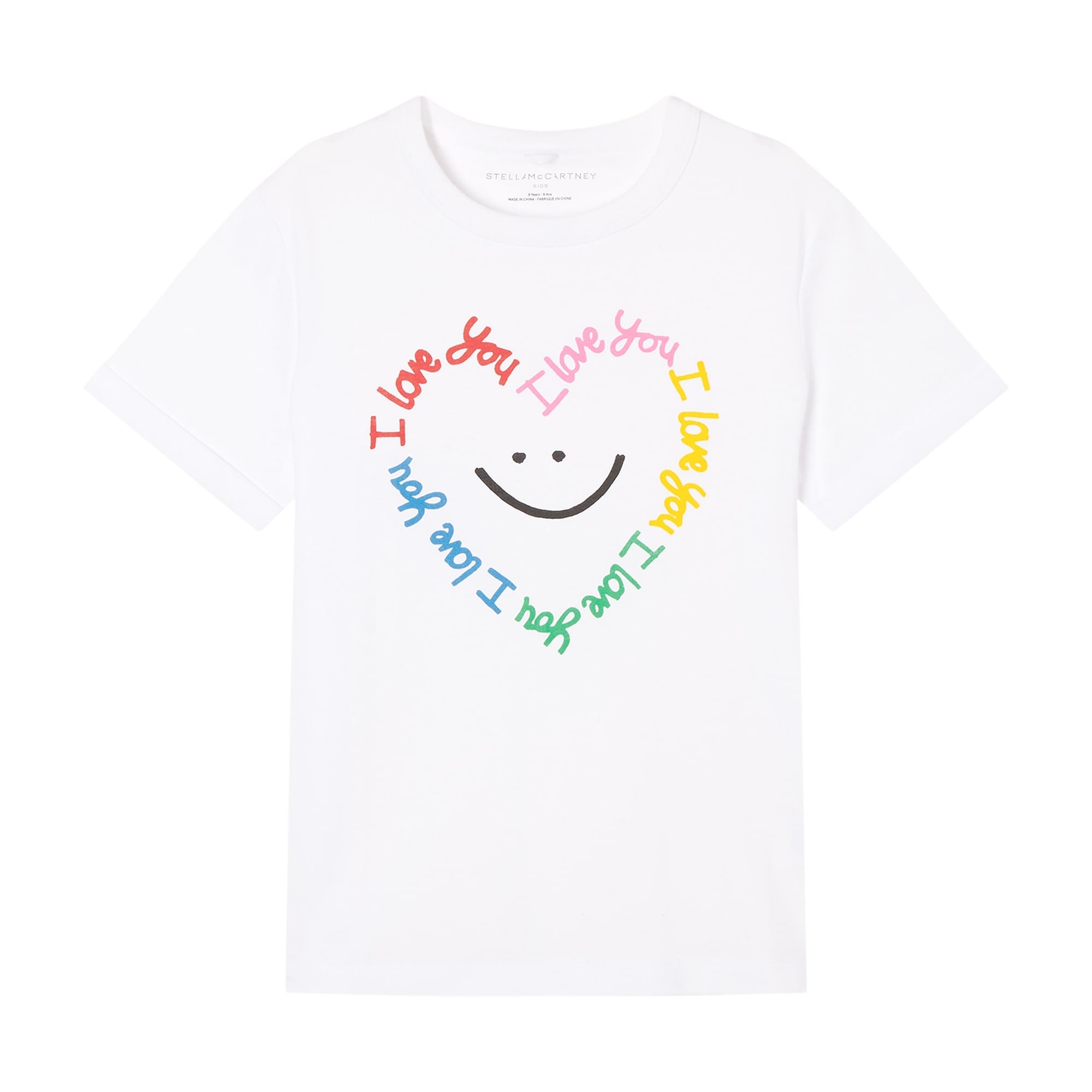 Girls White Smile Cotton T-Shirt