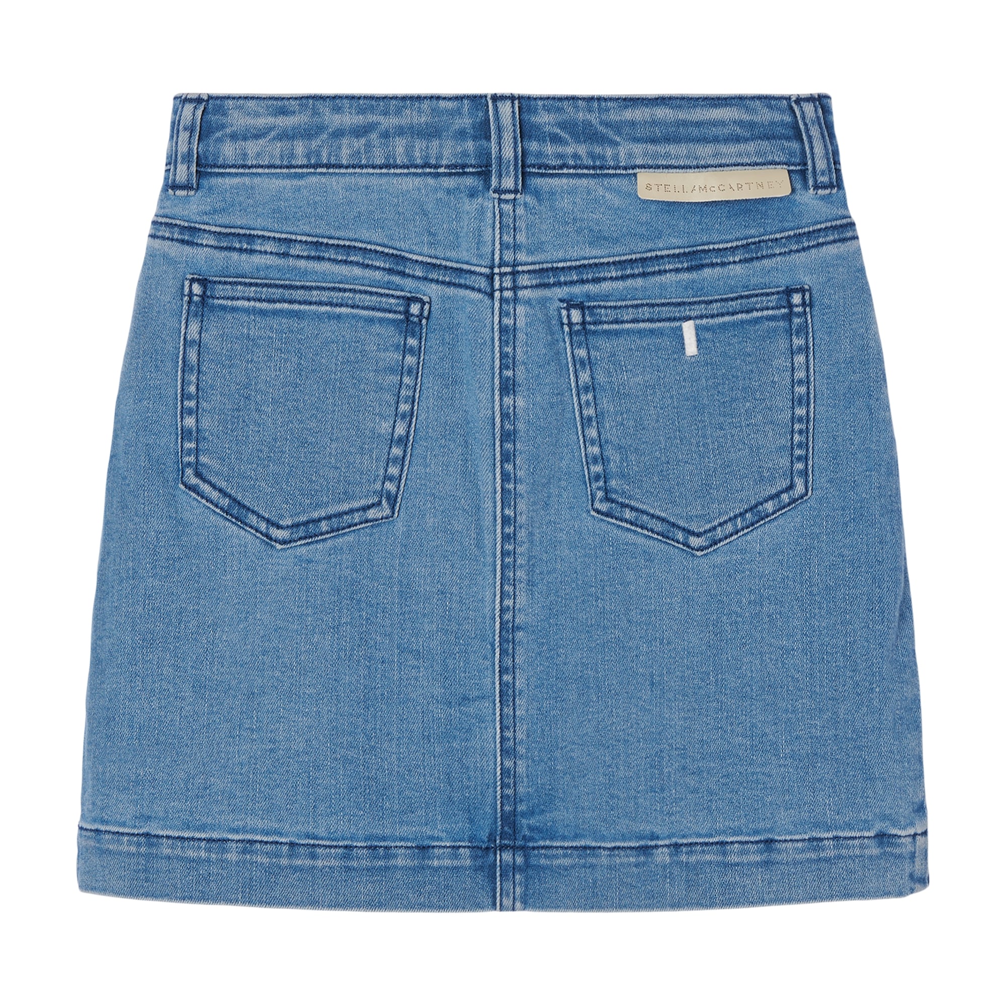Girls Blue Embroidered Denim Skirt