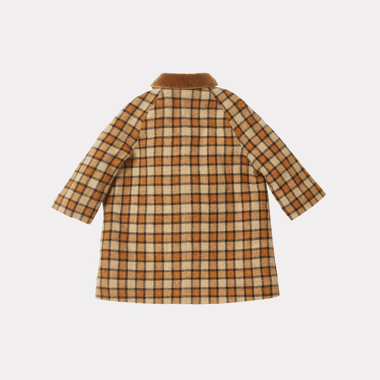 Baby Girls Brown Check Wool Coat