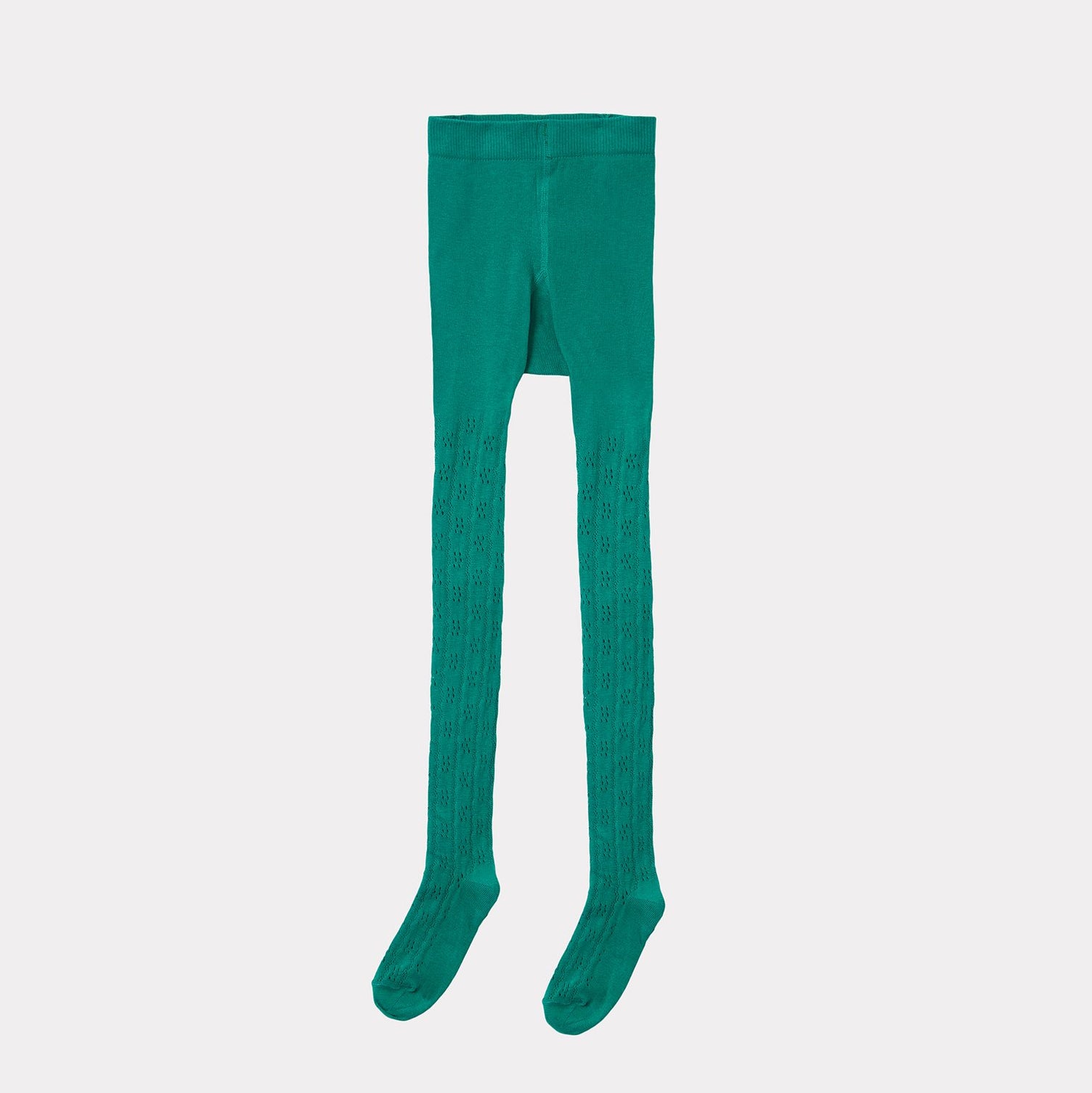 Girls Green Cotton Tights