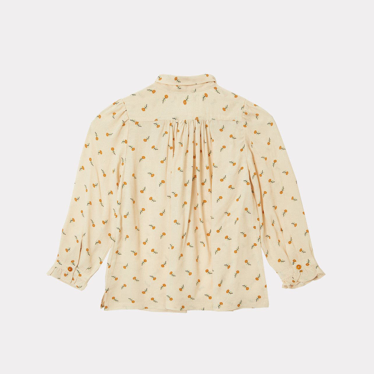 Girls Beige Flower Printed Shirt