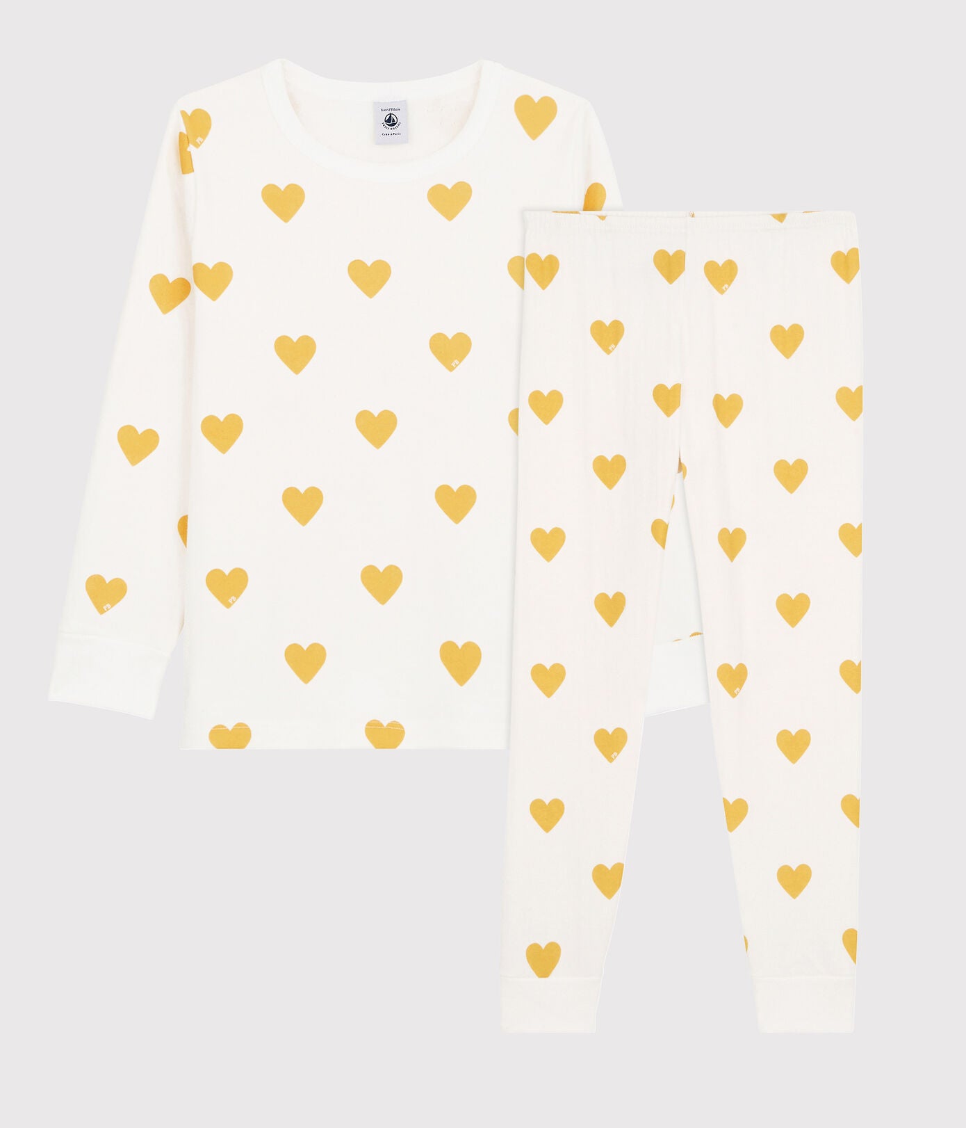 Girls White Heart Cotton Nightwear Set
