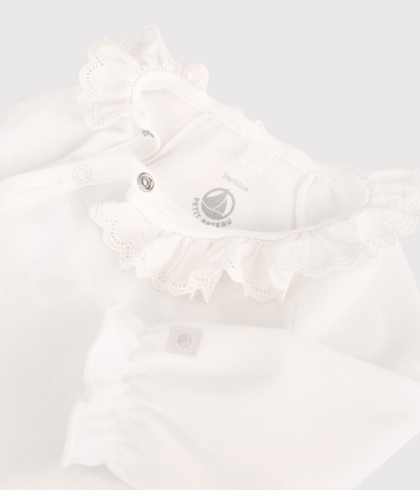 Baby Girls White Cotton Babysuit