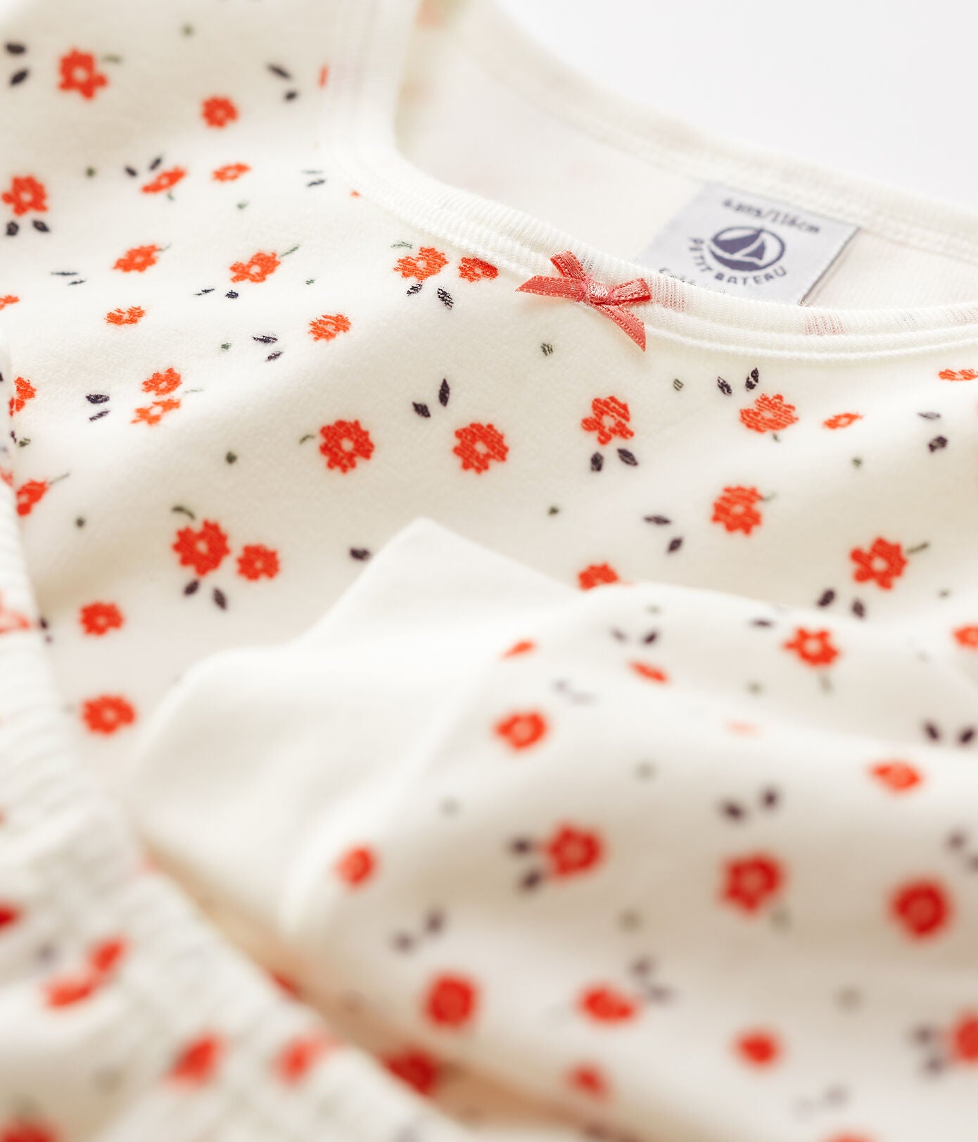 Girls White Floral Cotton Nightwear Set