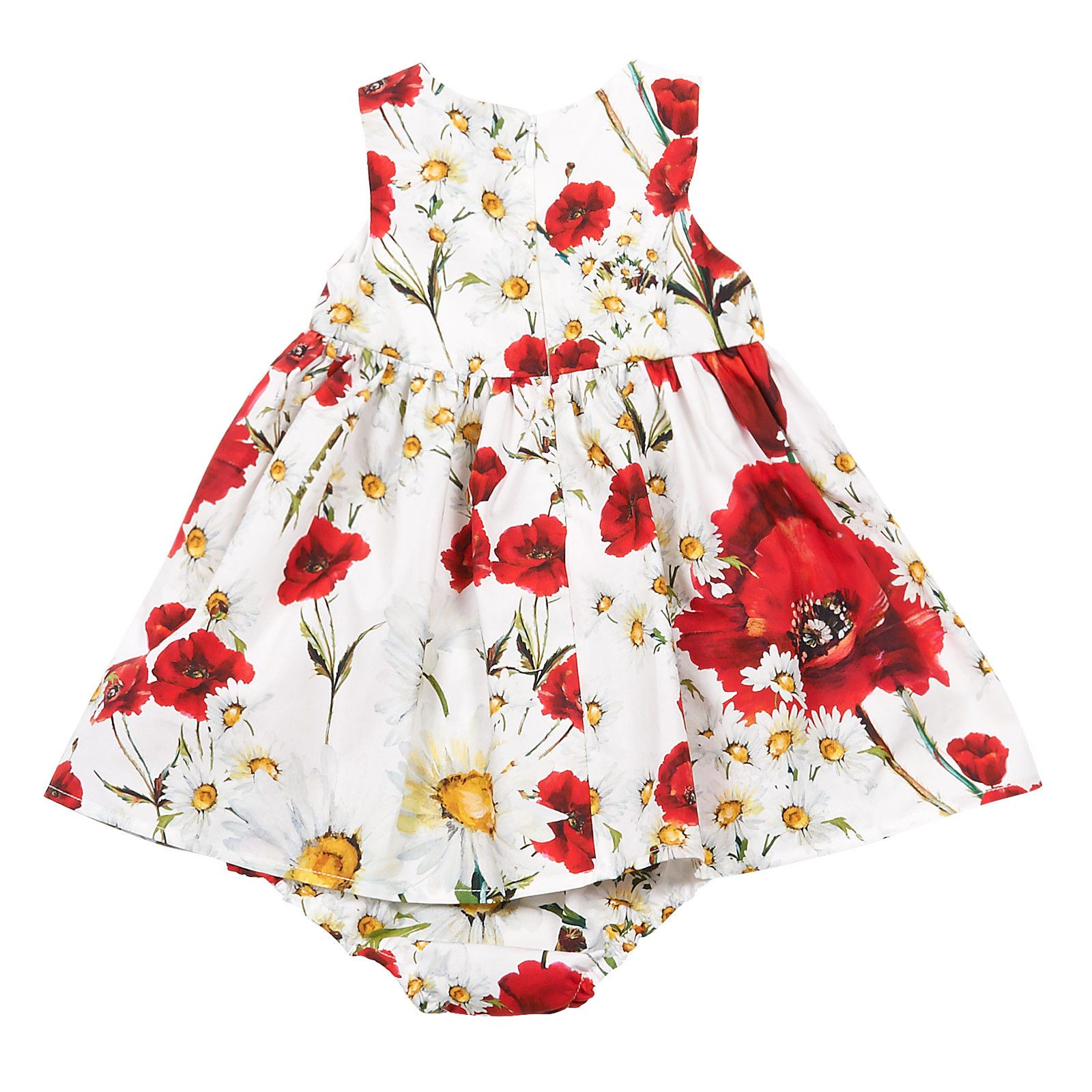 Baby Girls White Flower Printed Sleeveless Dress With Bodysuit - CÉMAROSE | Children's Fashion Store - 2