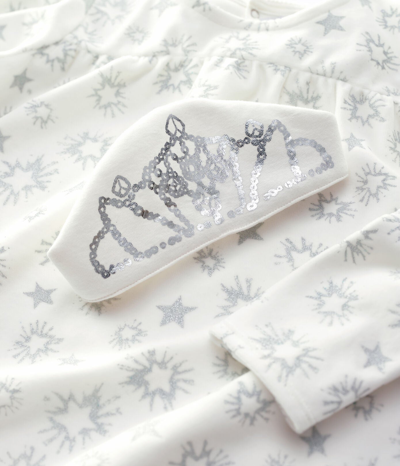 Girls White Printed Cotton Nightwear Dress