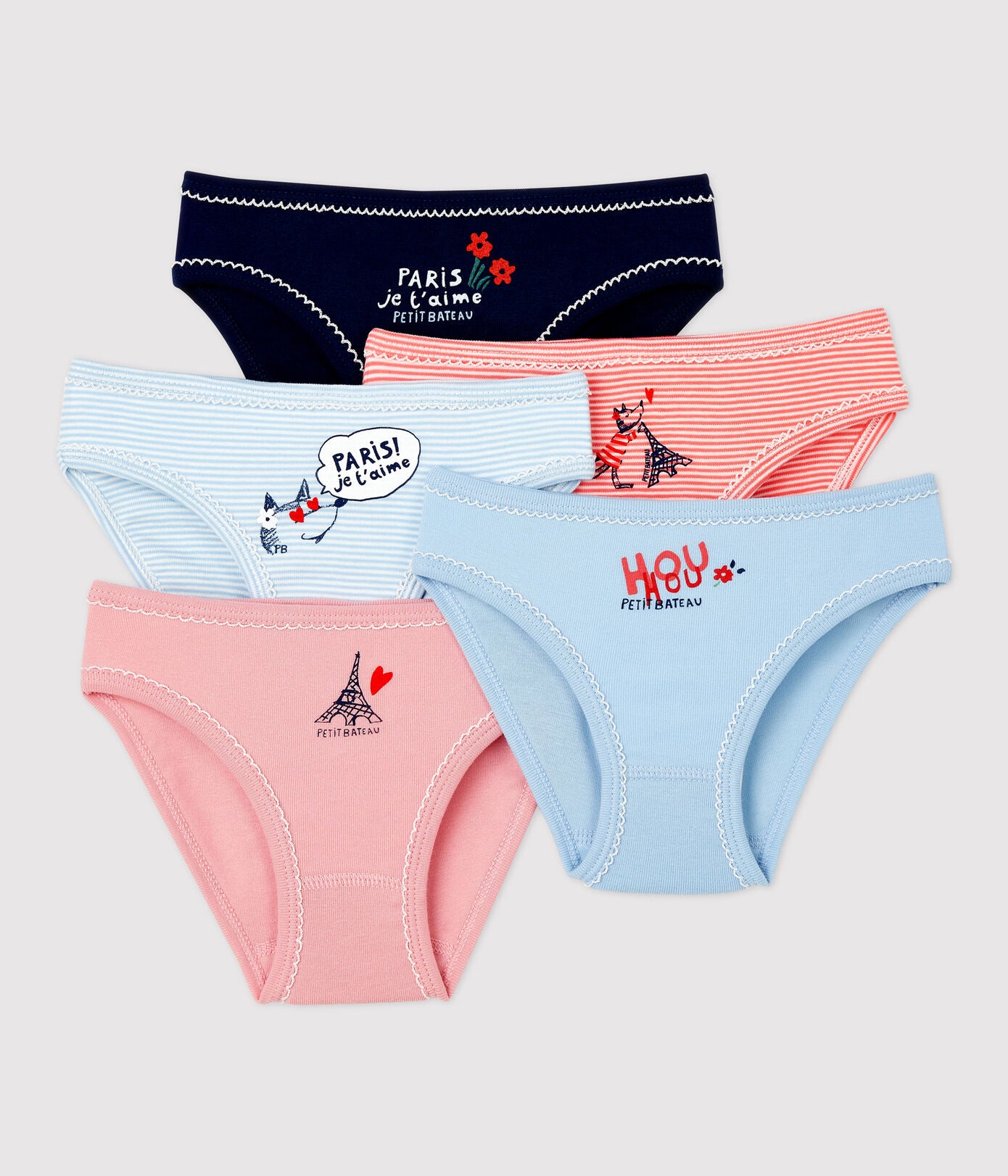 Girls Multicolor Cotton Underwear Set (5 Pack)