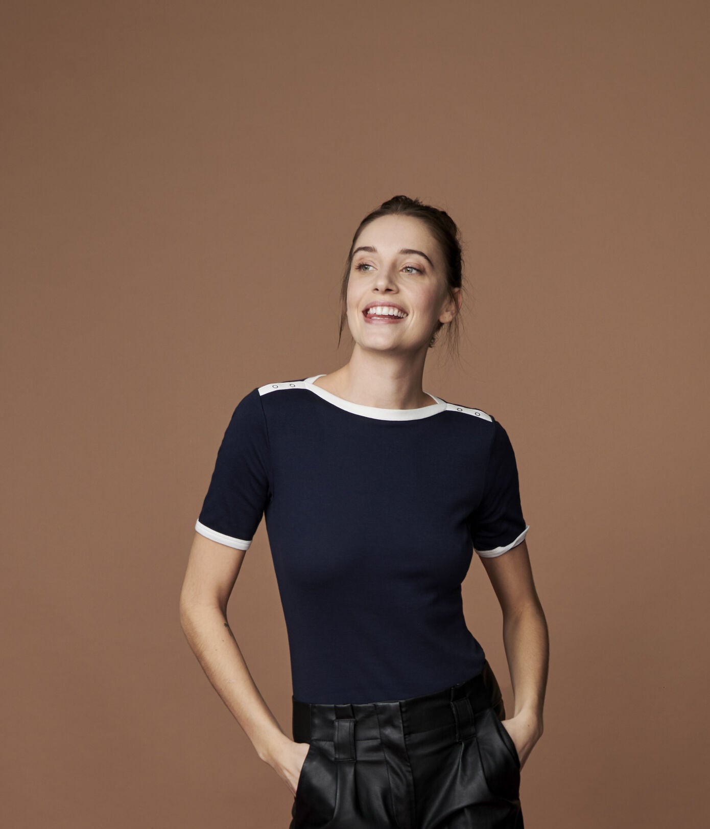 Girls Navy Cotton T-Shirt