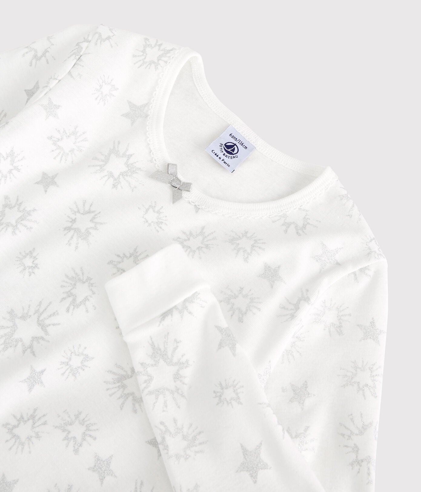 Girls White Stars Cotton Nightwear Set