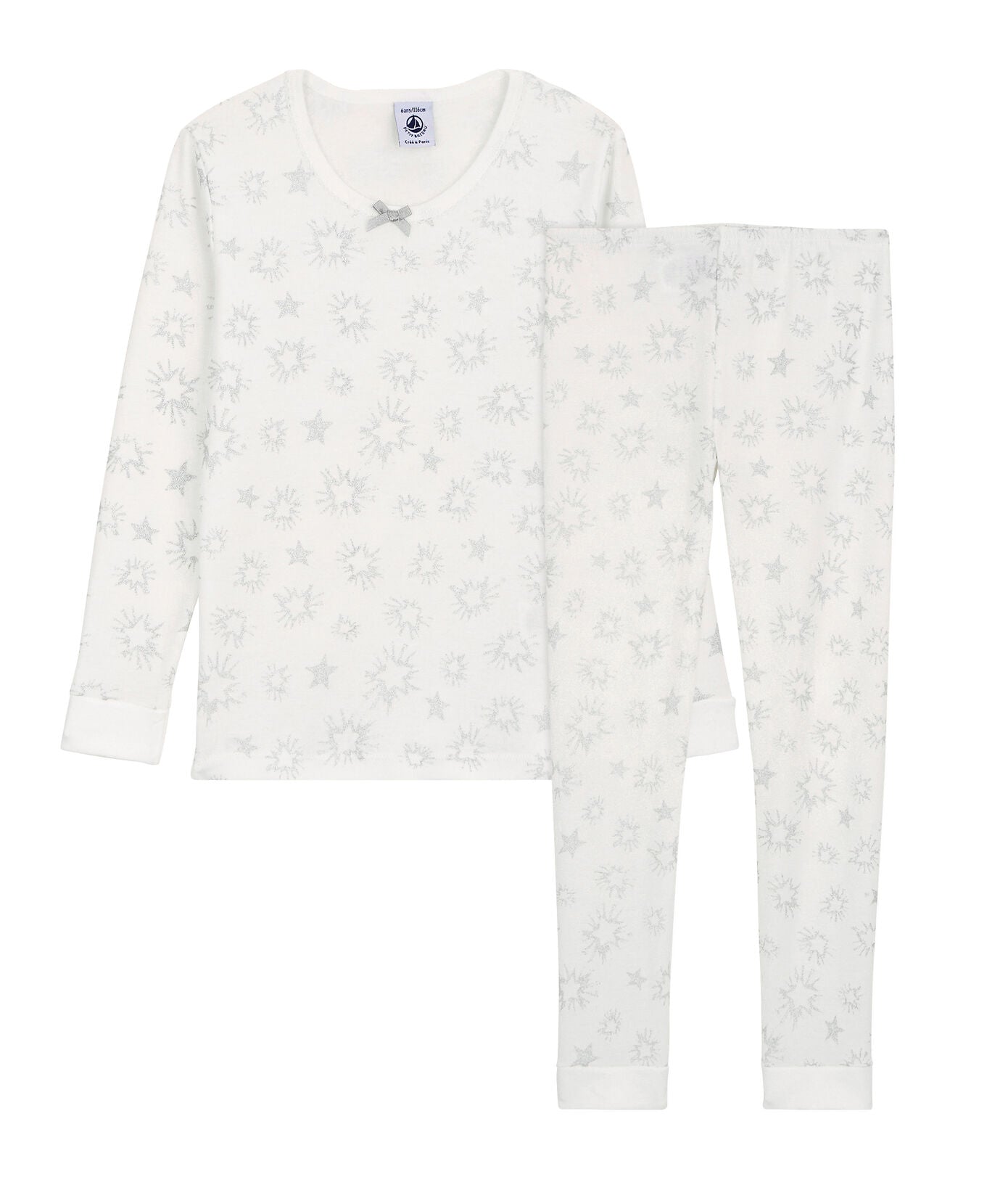 Girls White Stars Cotton Nightwear Set