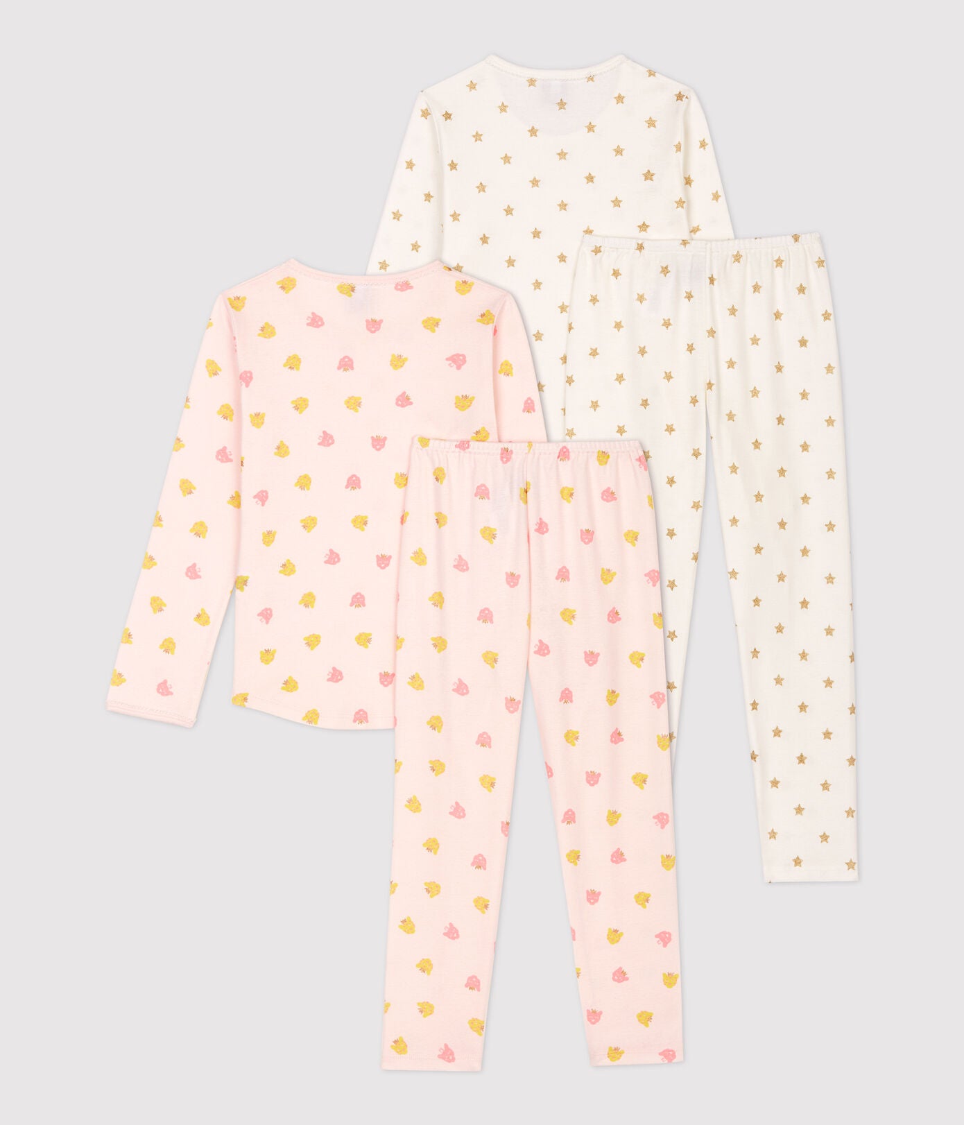 Girls Pink Printed Cotton Nightwear Set(2 Pack）