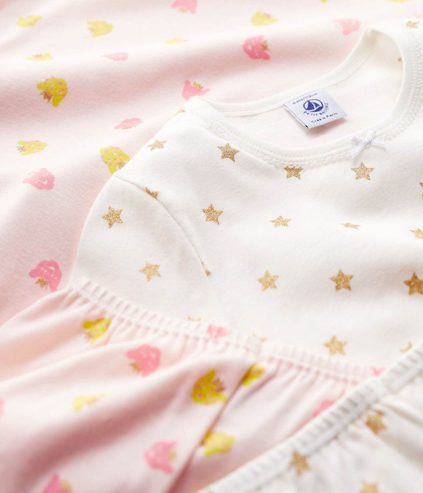 Girls Pink Printed Cotton Nightwear Set(2 Pack）