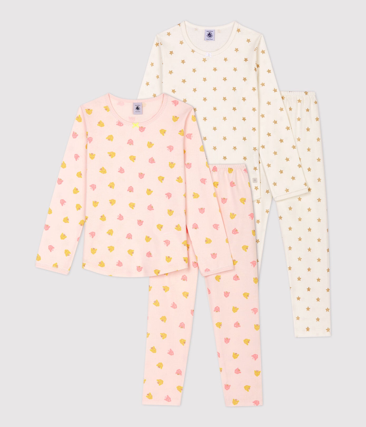 Girls Pink Printed Cotton Nightwear Set(2 Pack）