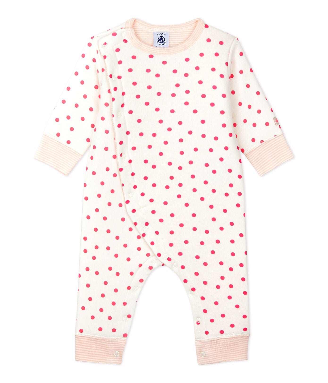 Baby Girls Pink Dots Cotton Babysuit