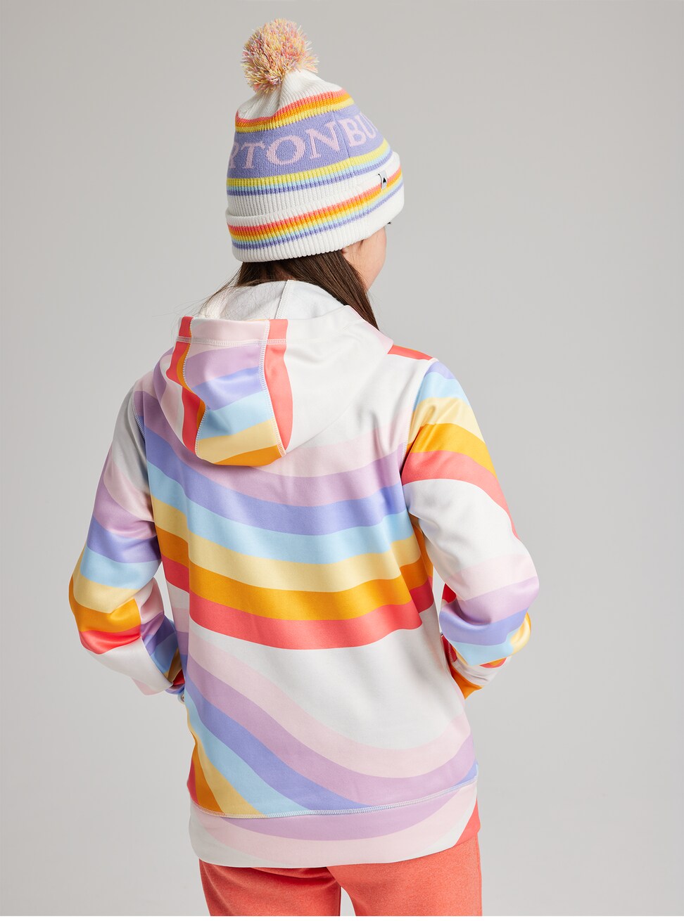 Girls Rainbow Hooded Fleece Sweatshirt