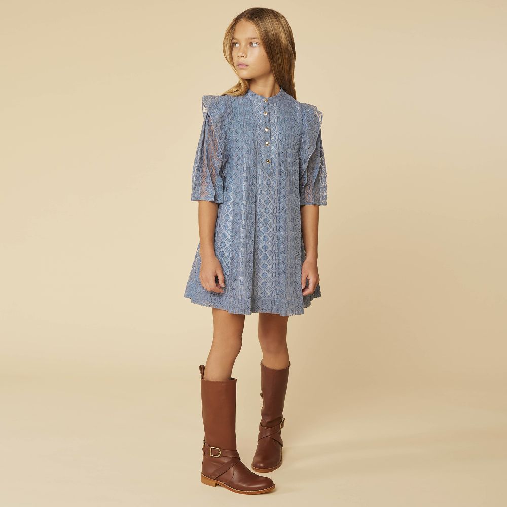 Girls Blue Organza Dress