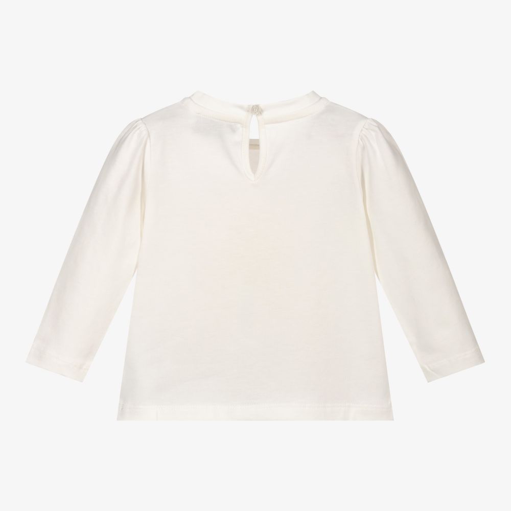 Baby Girls White Logo Cotton T-Shirt