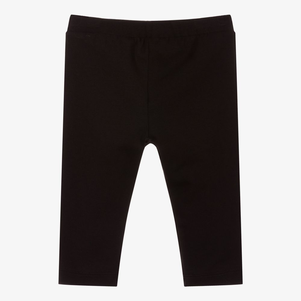 Baby Girls Black Logo Cotton Leggings
