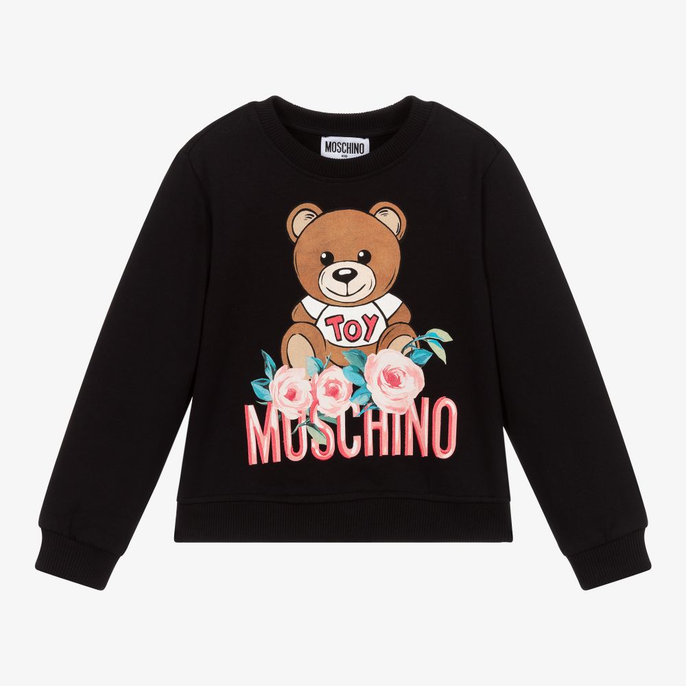 Girls Black Logo Cotton Sweatshirt