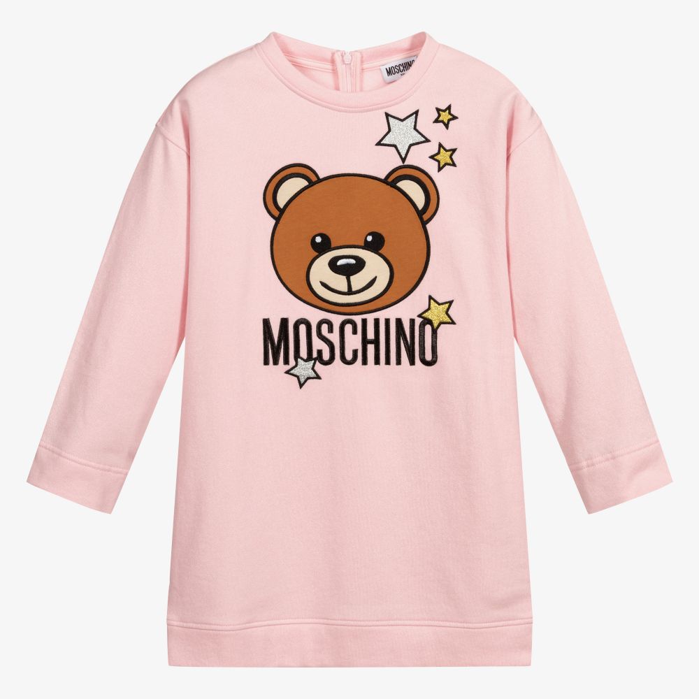 Girls Pink Logo Cotton Dress