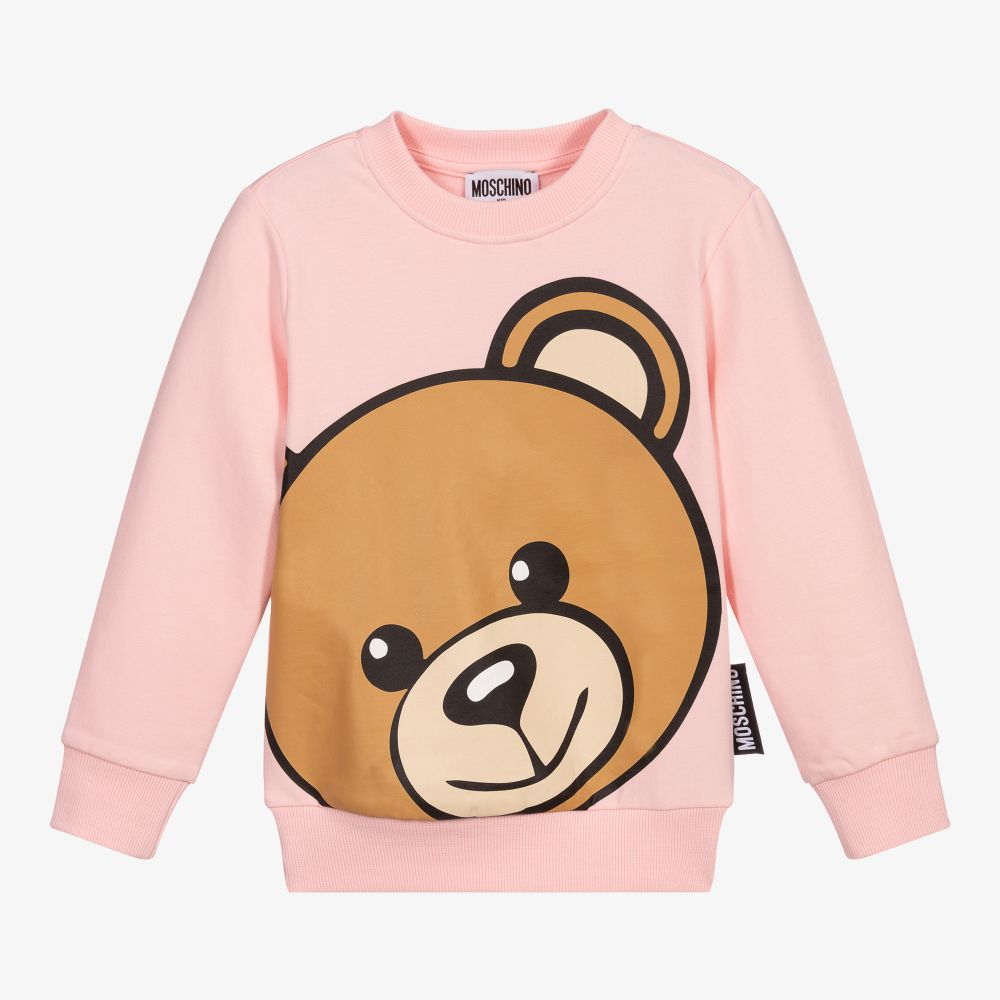 Girls Pink Bear Cotton Sweatshirt