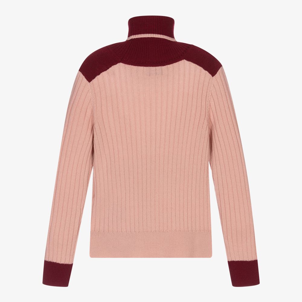 Girls Pink Logo Wool Sweater