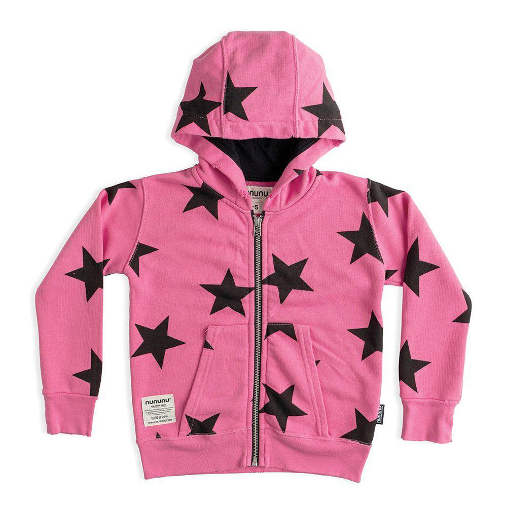 Girls Pink Star Zip-Up Top