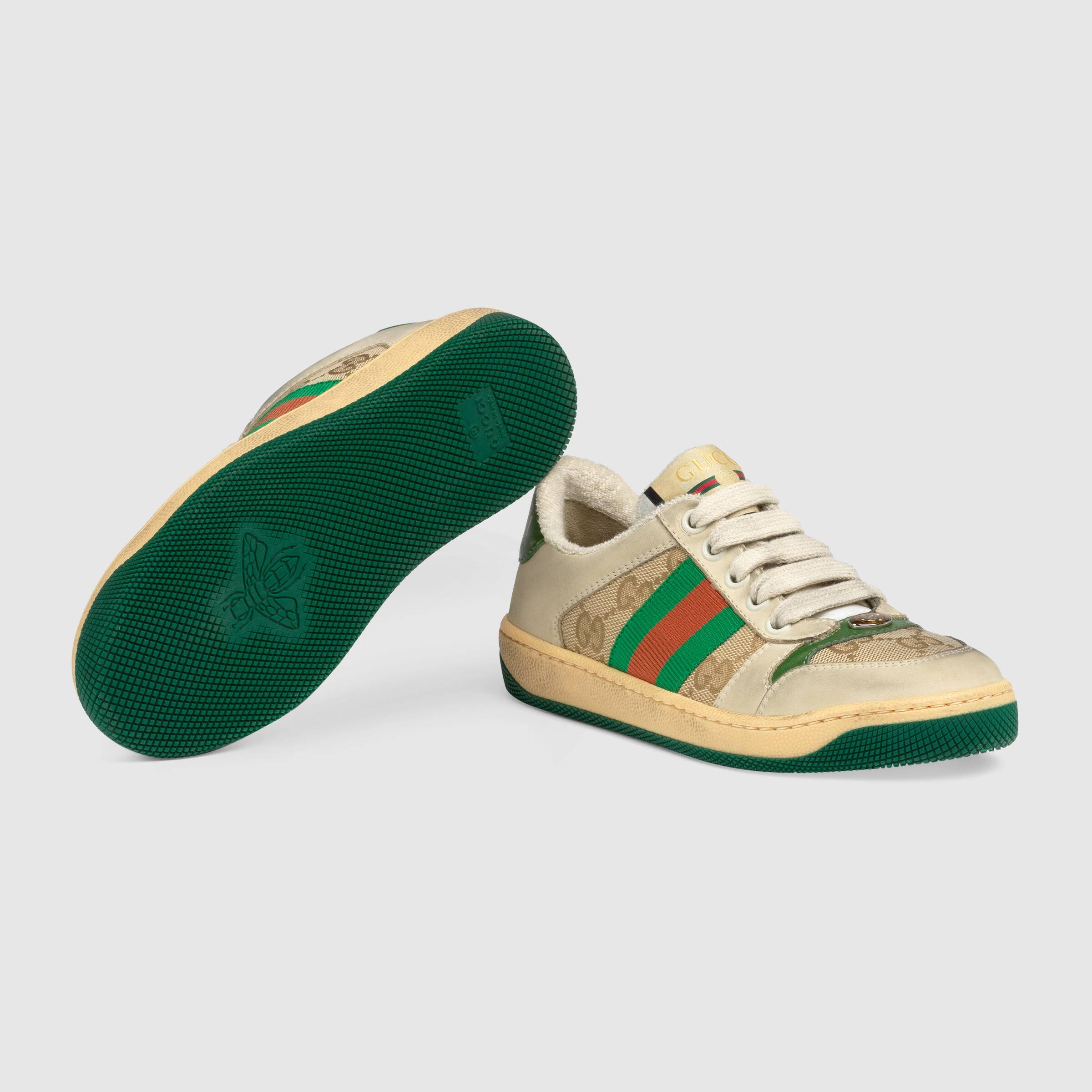 Boys & Girls Green Striped Trainers